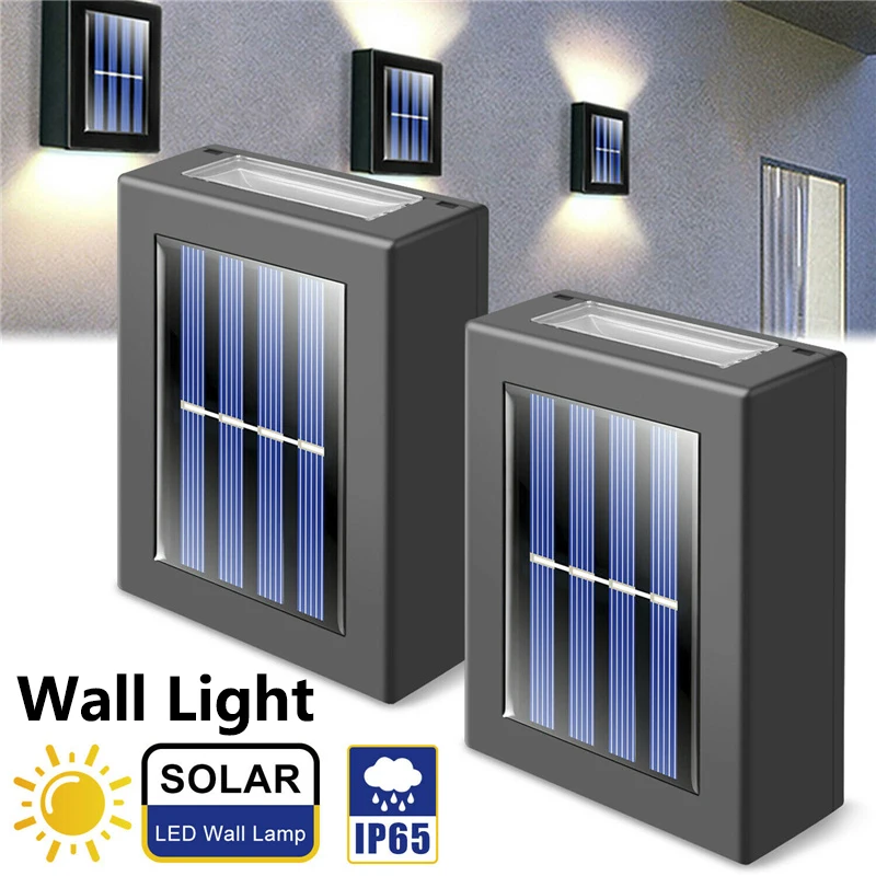

LED Solar Wall Light Waterproof Mondern Porch Lighting Black Mount Up and Down Modern Porch Garden Light Fixture Indoor Outdoor