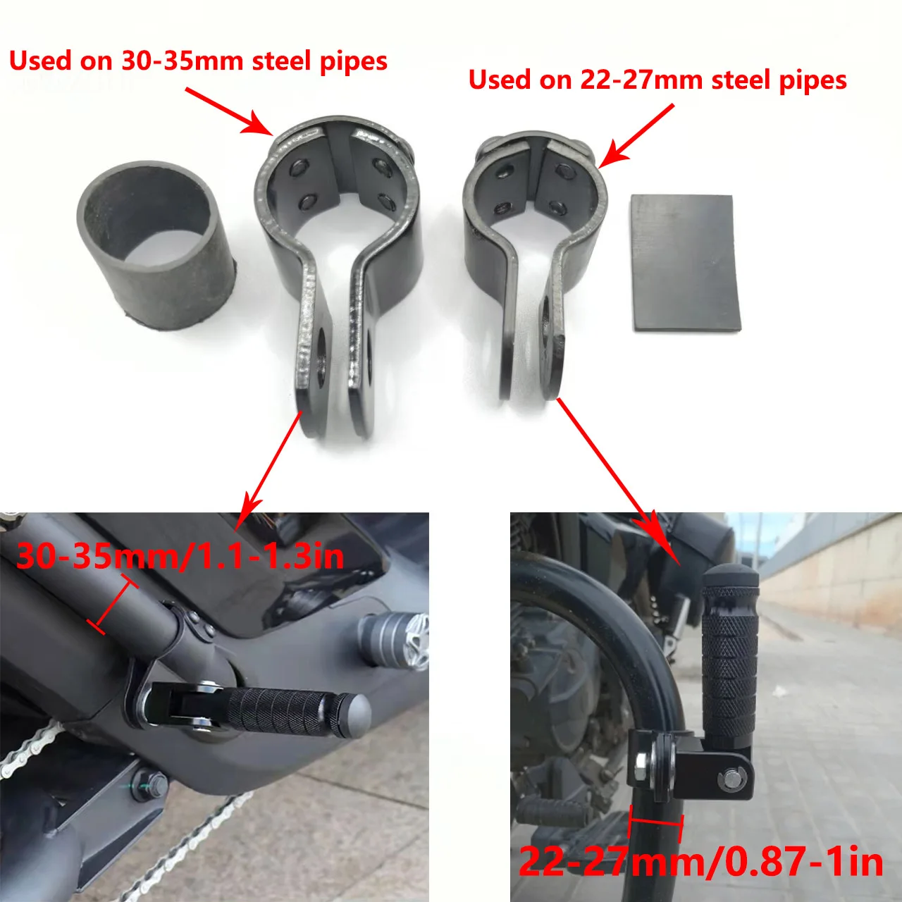 22-27/30-35mm Clamp CNC Aluminum Motorcycle foot pedals footrests Universal Pedals Folded for Motorcycles Mopeds Scooters Bicycle