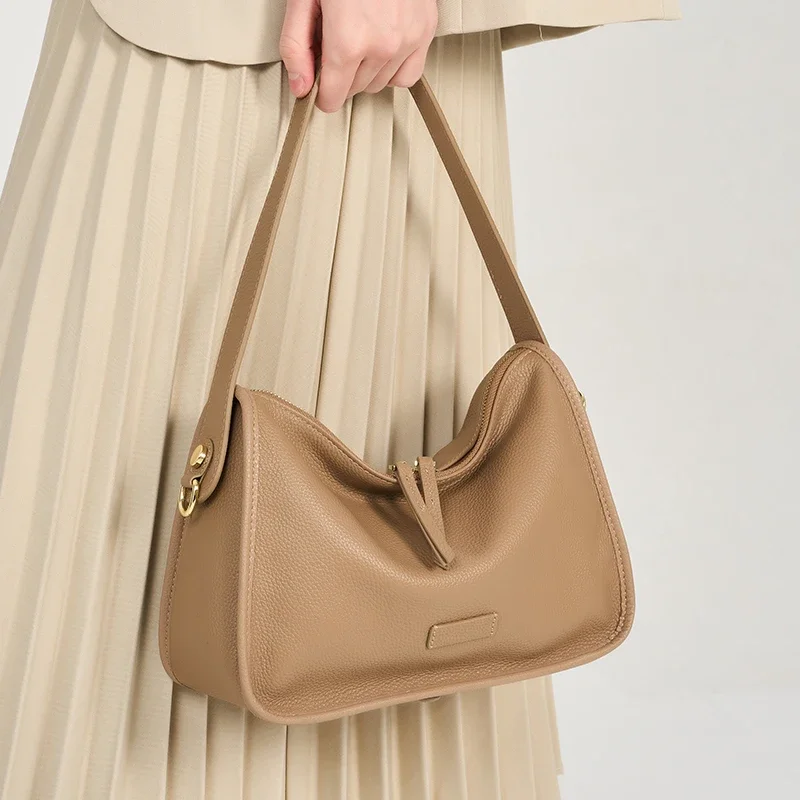 New Women's Fashion Light Luxury Shoulder Bag High-quality Cowhide Niche Design Crossbody Handbag Versatile Commuting Bag