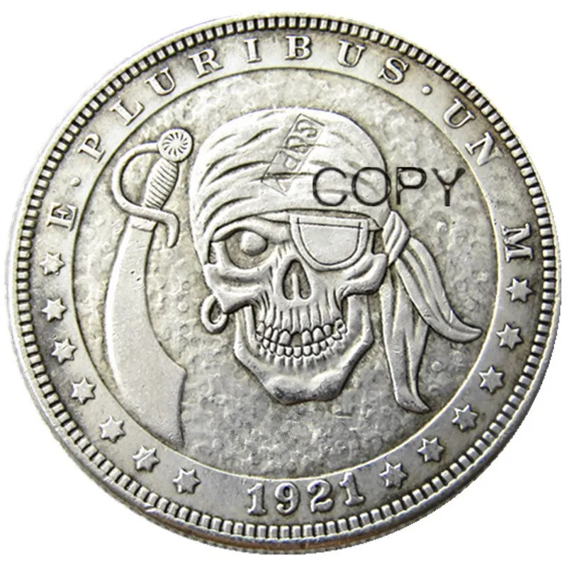 Hb(77)Us Hobo Morgan Dollar Skull Zombie Zkeleton Monete Placcate Argento