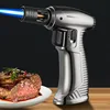 Creative Metal Turbo Gas Jet Lighter Torch Windproof Welding Gun Blue Flame Butane Cigar Smoking Lighter Kitchen Camping BBQ 2