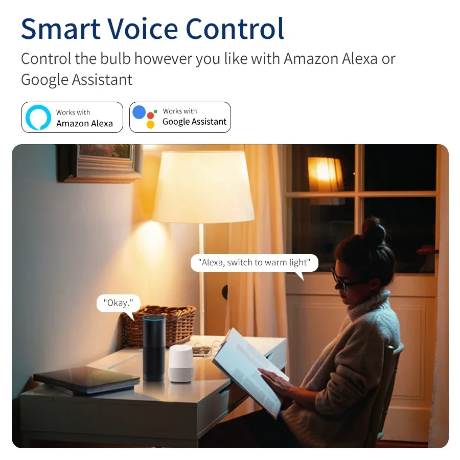 Smart WiFi RGB Dimmable LED Light Bulb with Voice Control