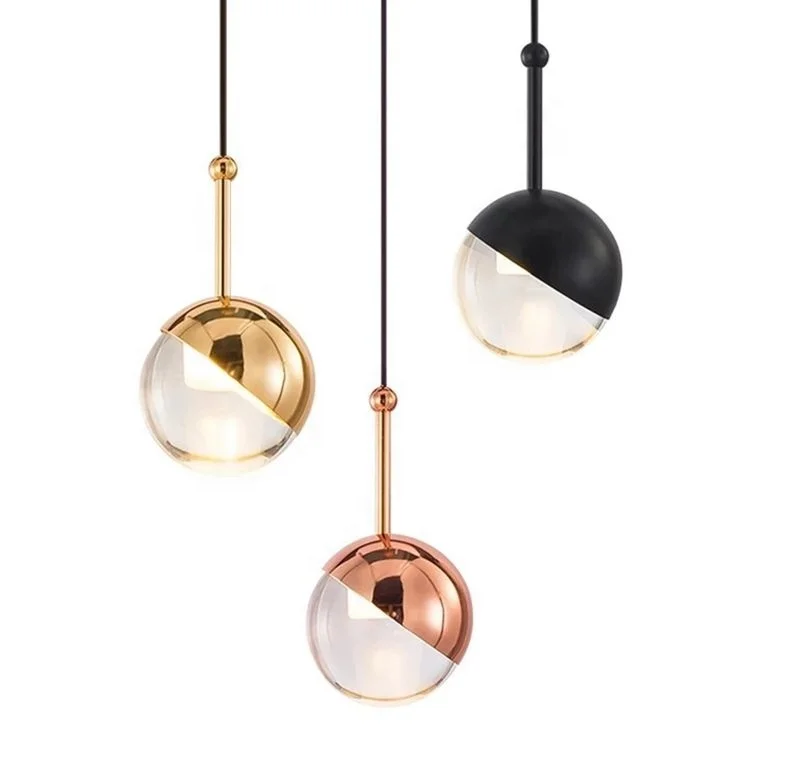 

Nordic Rose Gold crystal Ball Pendant Light Personality Design Loft Aisle Bar Living Room Bedside Suspension Light Fixtures