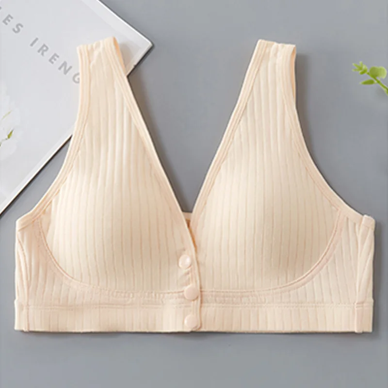 Cotton Nursing Bra Maternity Thin Section Undershirt Breastfeeding Underwear Without Steel Ring Front Open Buckle Breathable Pos 4