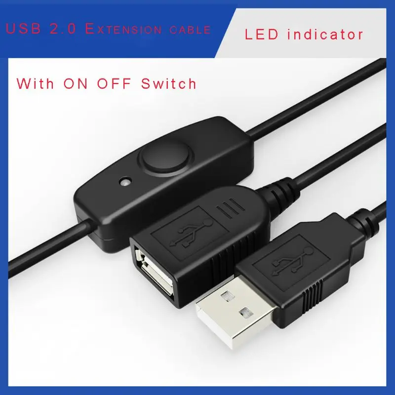 Data Sync USB 2.0/3.0 Extender Cord USB Extension Cable With ON OFF Switch for Raspberry Pi PC USB Fan LED Lamp 6