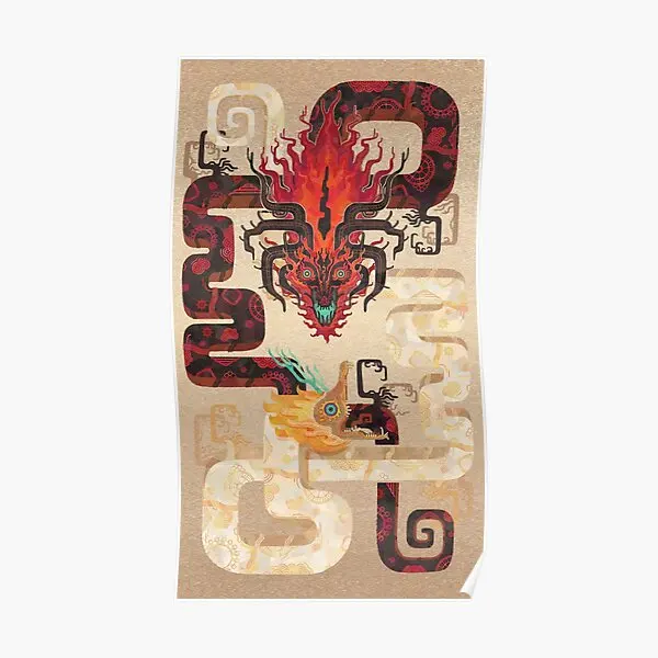 Light Dark Dragons Poster Print Art Room Pittura Divertente Modern Murale Picture Home Wall Decorazione Vintage No Frame