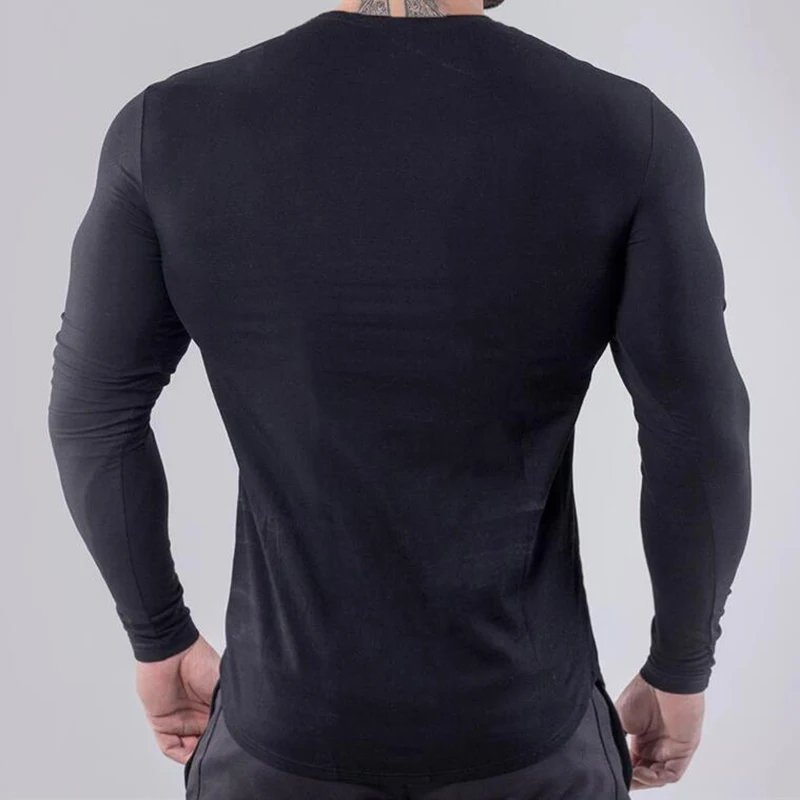 Men Running Slim Fit T-shirt Long sleeves Sports Tees Gym Fitness Sweatshirt Male Jogging Tracksuit Cotton Athletic Shirt Tops 6