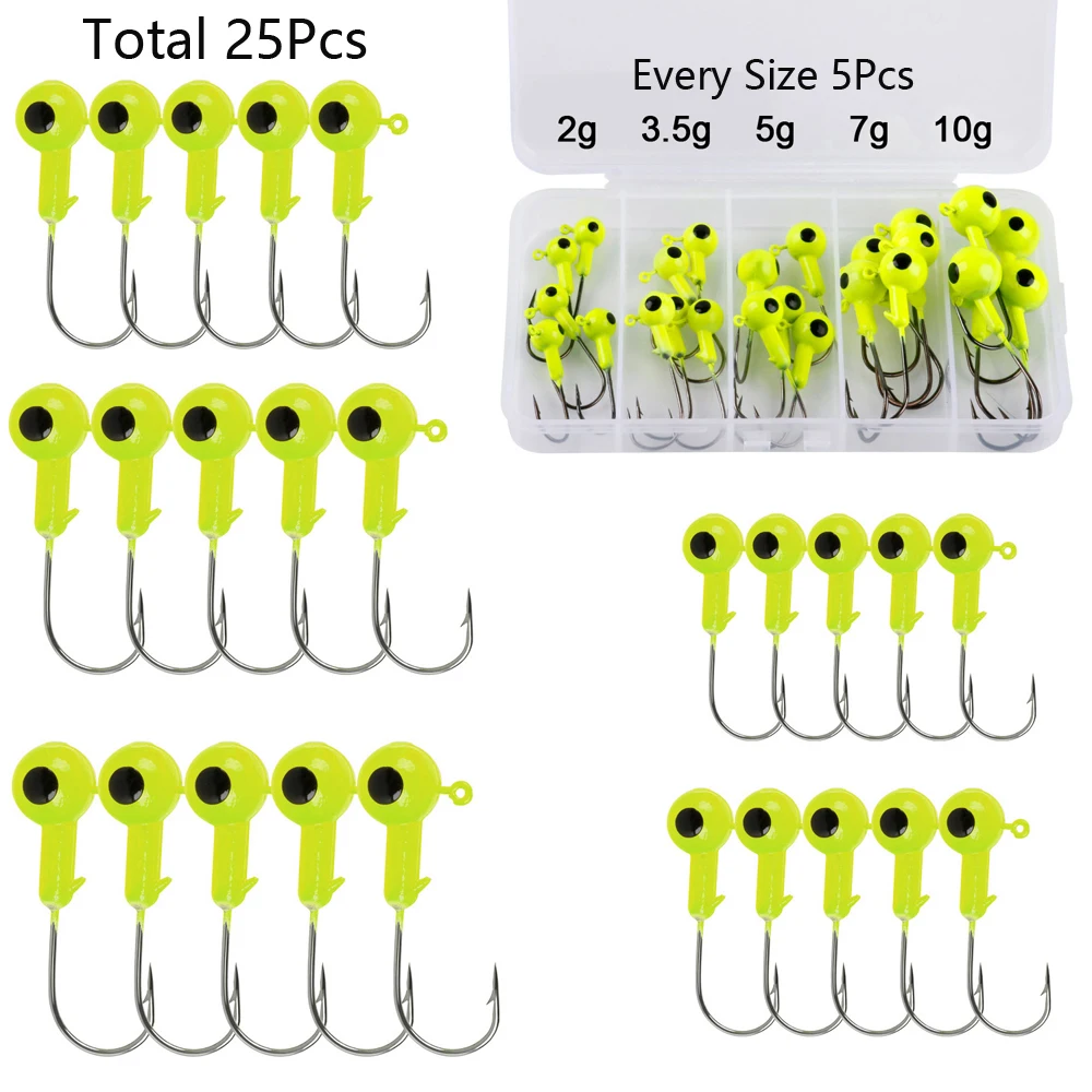 10 Teste Piombo Jig Heads Per Pesca In Acqua Salata - 7g, 10g, 14g, 21g, 3 Colori