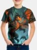 Tops Korean Children's Clothes Dragon 3d Print 2024 Short Sleeve Child T-shirt Top Shirts T-shirty Baby Boys Clothing Kids Boy 1