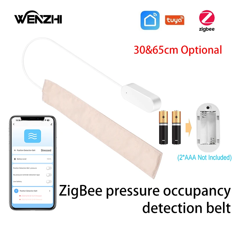 เซ็นเซอร์วัดความดัน Zigbee เครื่องตรวจจับการมีอยู่/การเคลื่อนไหว สายรัดตรวจจับซ่อนในเตียง/โซฟา ใช้พลังงานจากแบตเตอรี่ ระบบอัตโนมัติในบ้าน Tuya Smart Life 1