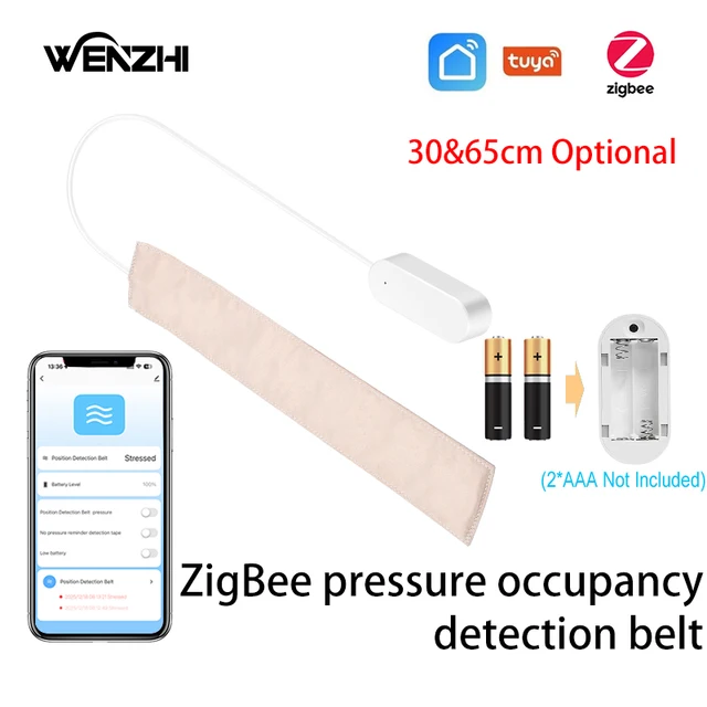 เซ็นเซอร์วัดความดัน Zigbee เครื่องตรวจจับการมีอยู่/การเคลื่อนไหว สายรัดตรวจจับซ่อนในเตียง/โซฟา ใช้พลังงานจากแบตเตอรี่ ระบบอัตโนมัติในบ้าน Tuya Smart Life 1