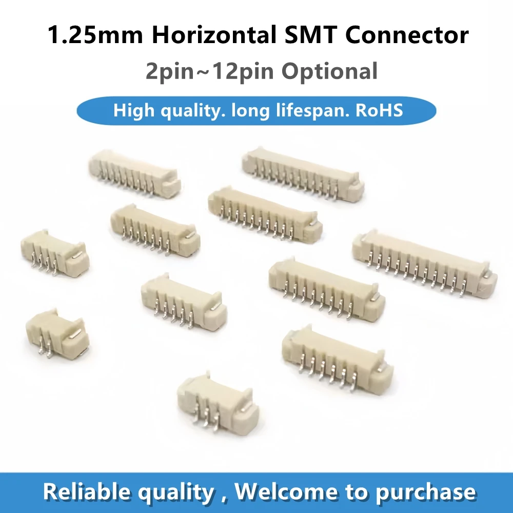 20pcs 1.25mm Horizontal SMT Connector 2pin 3pin 4pin 5pin 6pin 7pin 8pin 9pin 10pin 11pin 12pin Socket