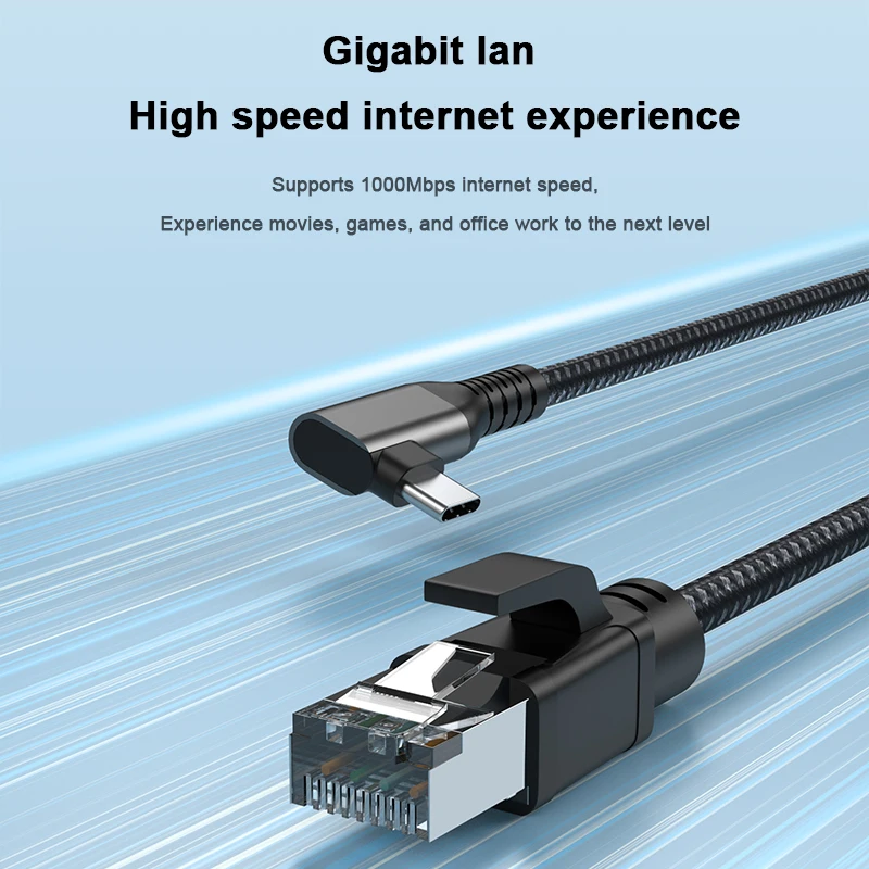 앵글 USB C-이더넷 케이블 2500Mbps 기가비트 이더넷-USB C 케이블 호환 가능한 Thunderbolt 4/5 MacBook Pro/Air iPhone용