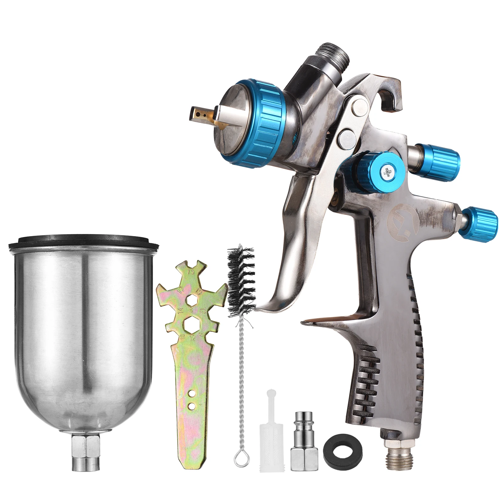 LVLP Luchtspuitpistool, 1,3 mm mondstuk met zwaartekrachttoevoer, 600 CC verfbeker en 400 CC no-Clean Cup, spuitpistool, verfspuit voor muren, auto's, woningverbetering