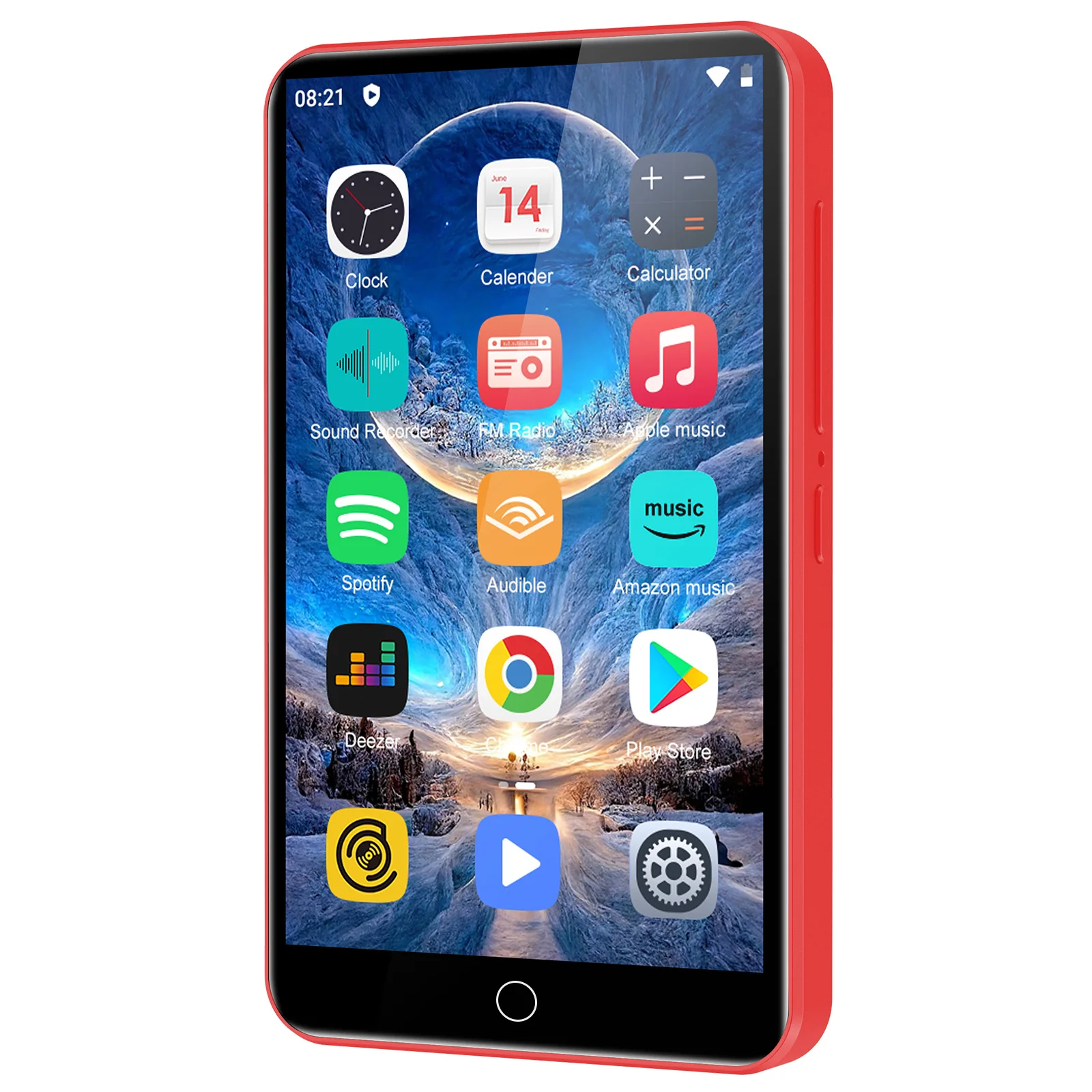 MP3 플레이어 16GB/80GB, 4.0인치 내장 스피커, 블루투스 및 WiFi 기능이 있는 안드로이드 9.0, FM 라디오, 전자책, 최대 512GB 용량