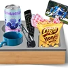 Couch Cup Holder with Sturdy Bamboo Bottom Tray and Anti-Spill Washable Silicone Liner for Eating on Couch or Bed TV-Watching 1