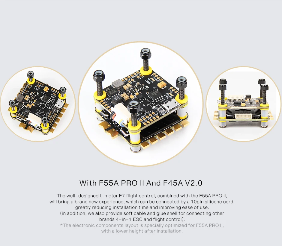 T-MOTOR Tmotor F4 F7 722 HD Flight Controller combo stack F45A V2 