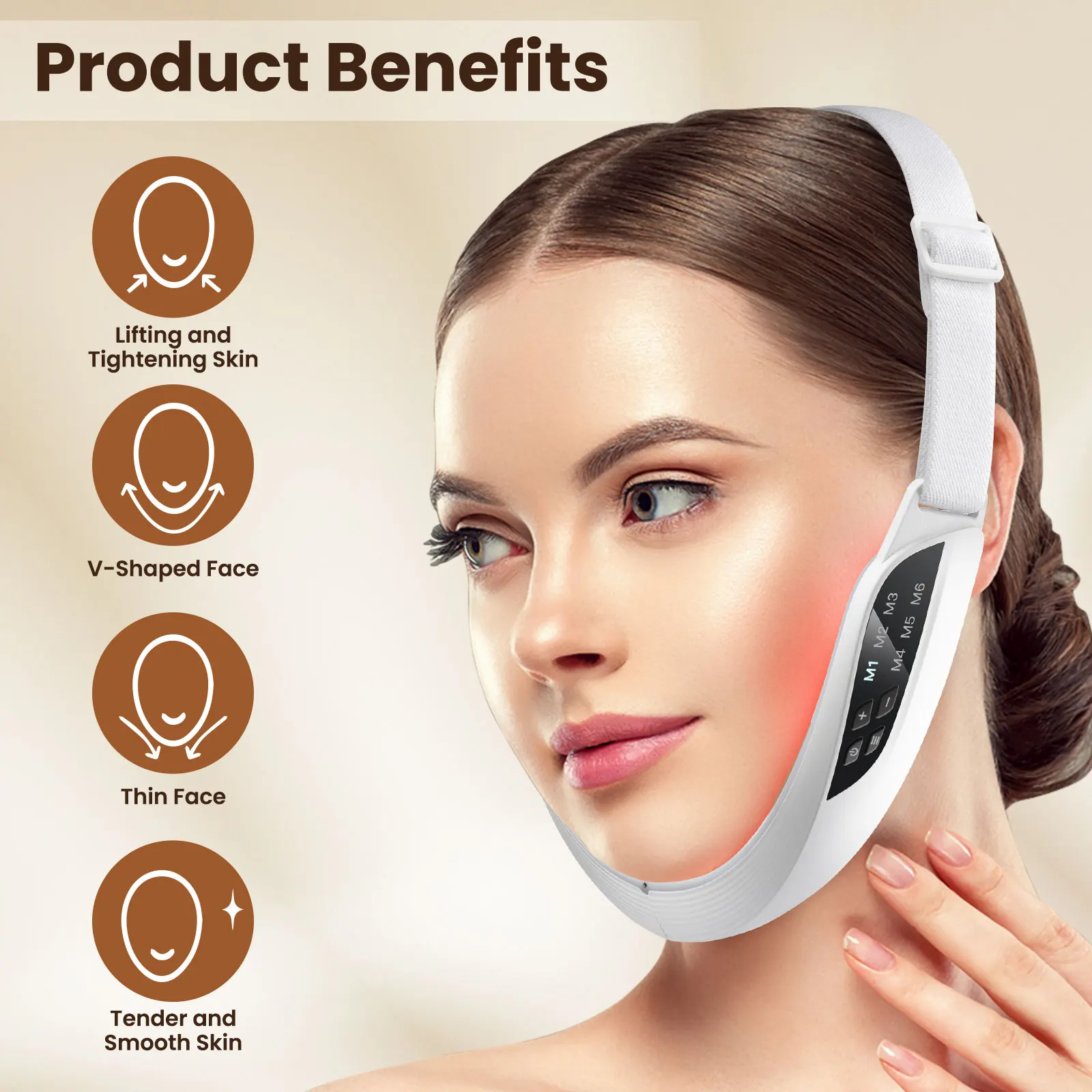 NEW Upgeade EMS Face Lifting Device Stimulator Vibration Massage LED Lights Friming Tightening V-Shaped Facial Skin Care Machine
