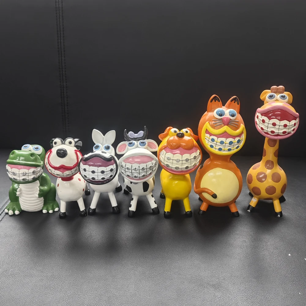 크리 에이 티브 치과 Artcrafts 치열 교정 동물 조각 장난감 치과 진료소 데스크탑 장식품 치아 인형 사무실 장식