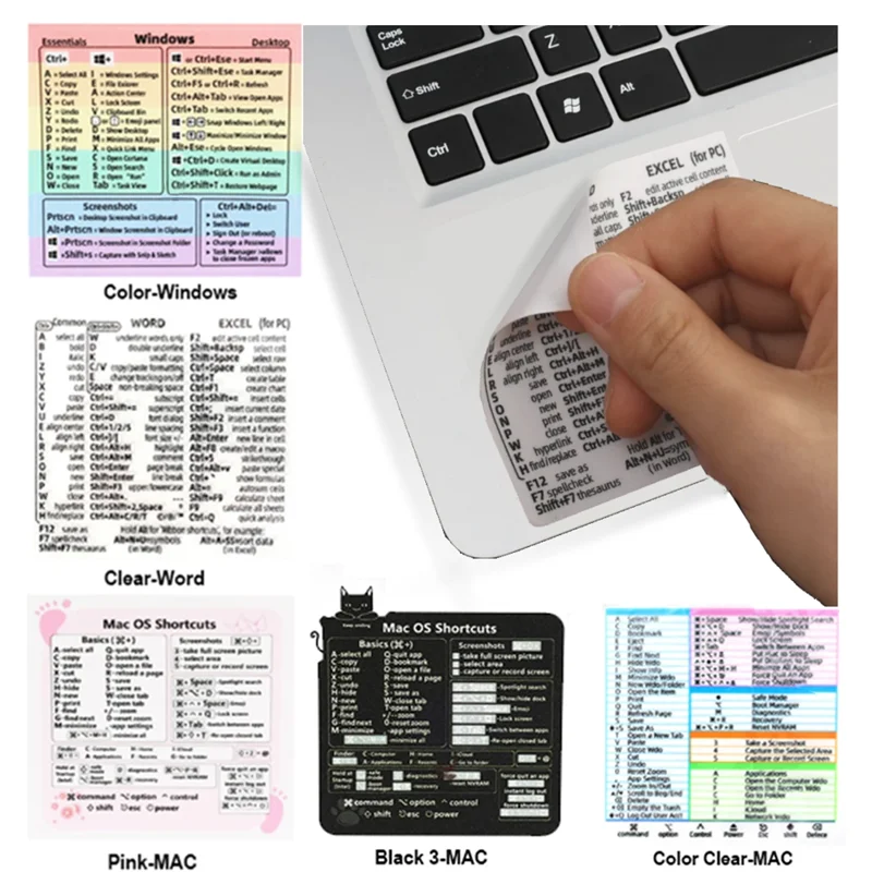 Keyboard Shortcut Sticker Decorative Stickers Computer Stickers Computer Decoration HD Reference For Laptop Desktop PS Excel Apple Mac Chromebook Windows Photoshop