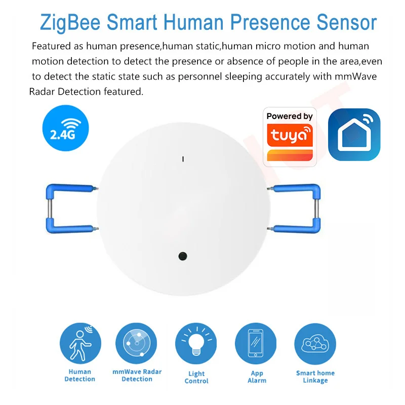 ZigBee Smart Human Body Presence Sensor Wifi Tuya Smart Movement Micro Motion Detection Remote Alarm Monitor Infrared Radar tuya zigbee pir sensor with foot stand motion detection via zigbee hub human body movement home alarm system zigbee pir sensor