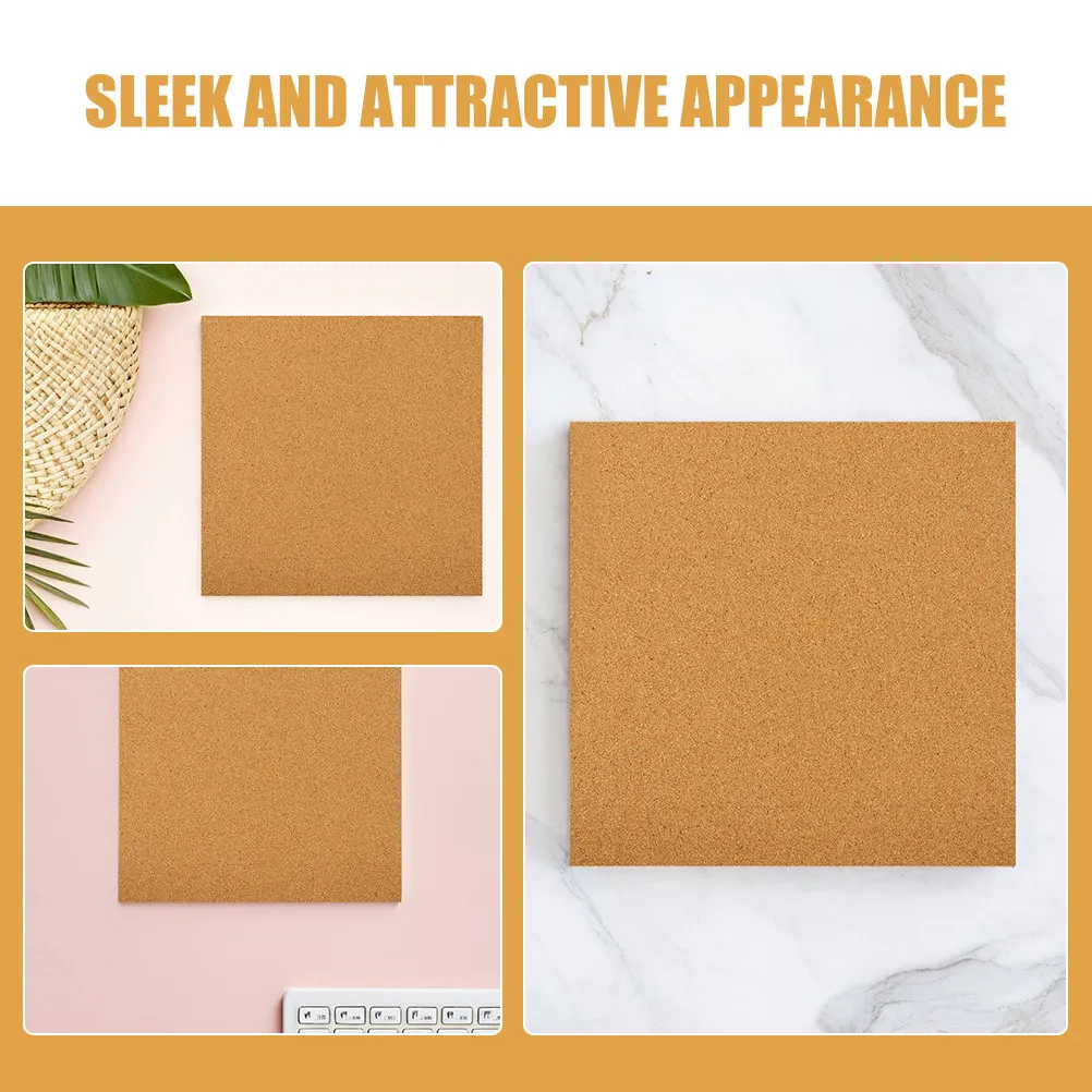 5Pcs 300x300x2mm 접착성 코르크 타일 소음 감소 열 절연 게시판 사무실 홈용 벽걸이형 코르크보드