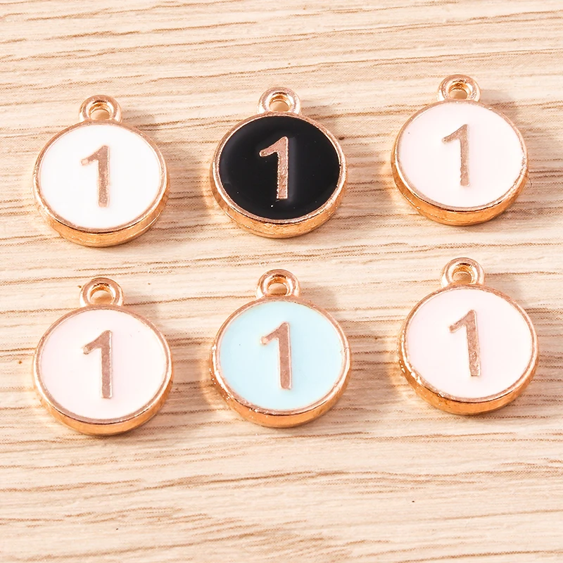 10pcs Number Charms DIY Pendants Enamel 0-9 Number Charms For Earrings  Bracelets Necklaces Jewelry Making Charms For Women Decorations For Crafting