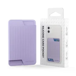 Sleek Silicone Phone Card Holder - Adhesive Wallet Case with Credit & ID Pocket (Purple)