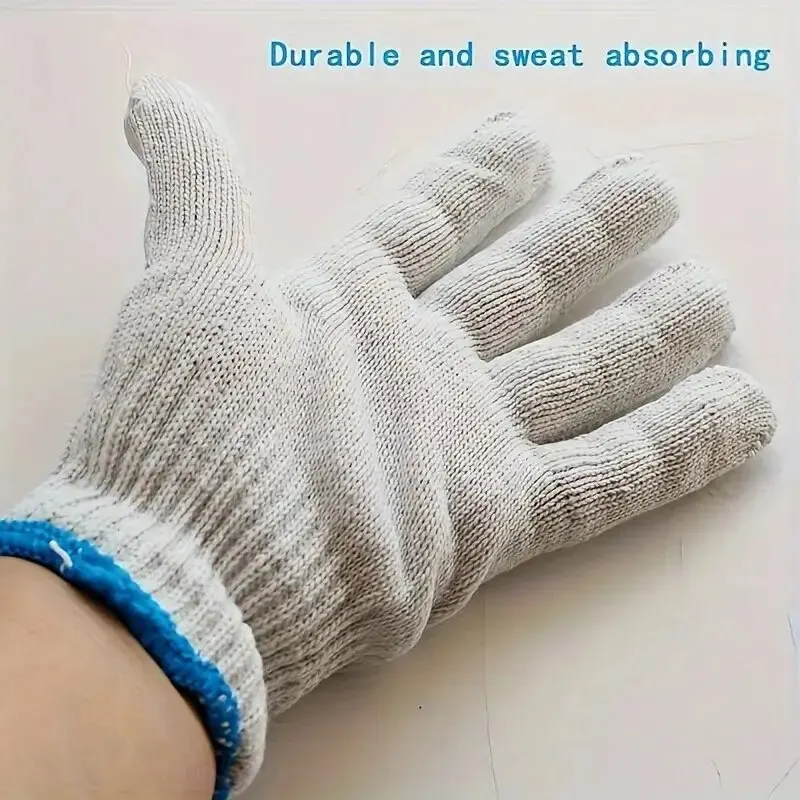 Cotton Work Gloves 24pcs Lampshade Cotton Non-slip And Wear-resistant Construction Site Work Gloves Encrypted Labor Protection Gloves