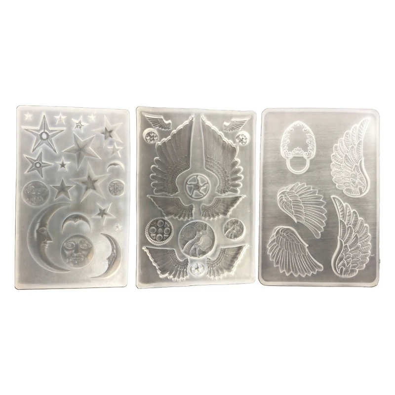 MXME Crystal Epoxy Resin Mold Star Moon Face Angel Wing Silicone Mould DIY Craft Tool