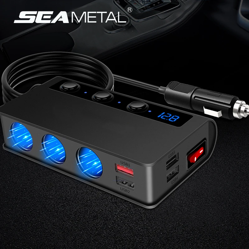 Cargador de coche QC 3,0, mechero USB, cargador de móvil en automóviles, 4 puertos, adaptador de carga rápida para teléfono Encendedor| - AliExpress