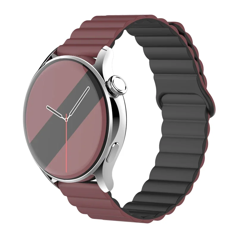 Universal Magnetic Loop Silicone Smartwatch Strap – 20mm/22mm Band with Adjustable Link Bracelet Design