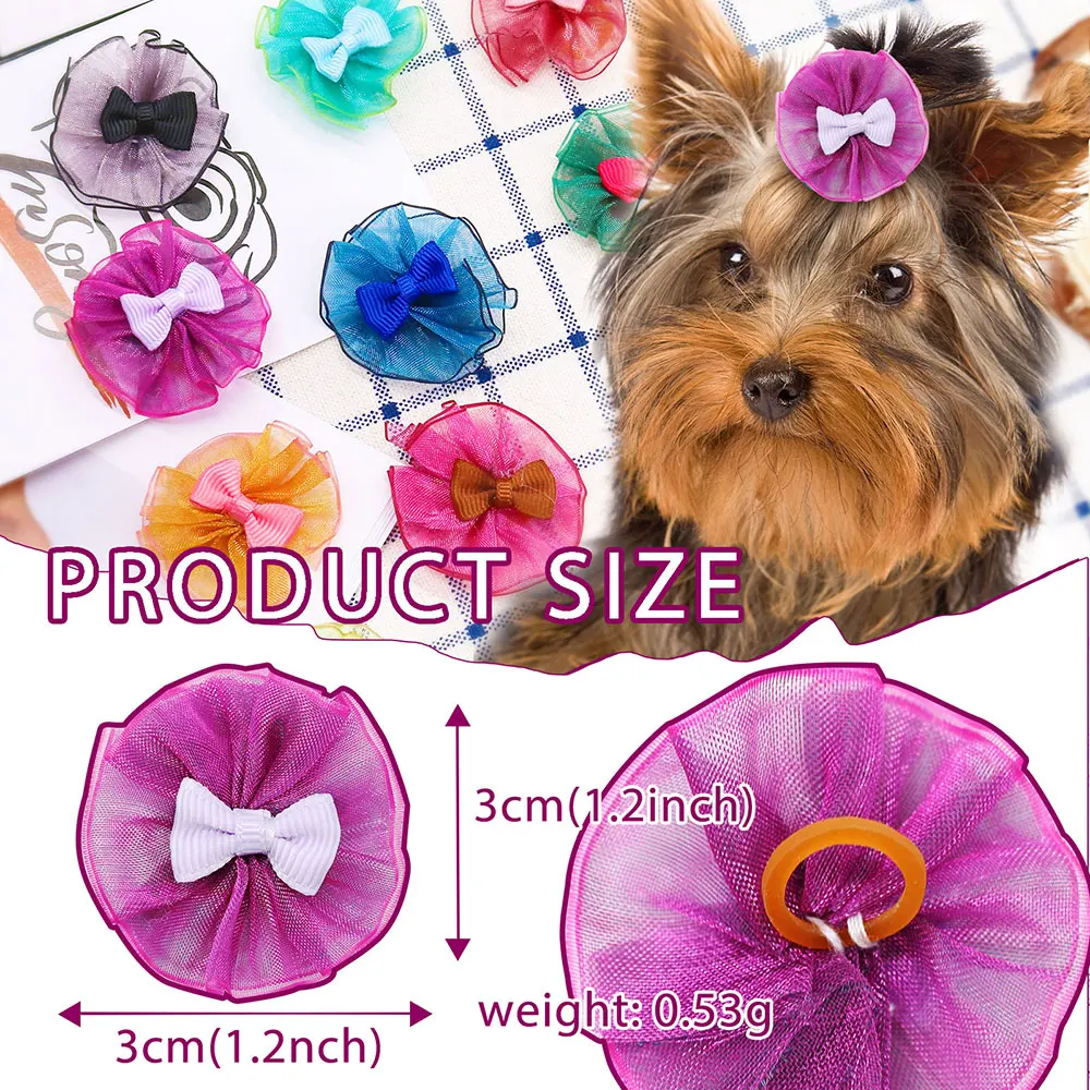 20/30pcs 다채로운 개 강아지 Bowknot 강아지 머리 활 고무 밴드 개 제품에 대 한 개 머리 꽃을 장식 애완 동물 액세서리