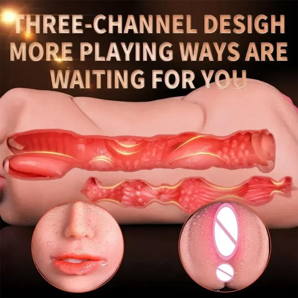 3 in 1 Artificial Vagina Male Masturbator Cup Realistic Vaginal Silicone Ass Sex Toys for Men male masturbator