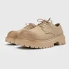 Men's Casual Thick Bottom Anti-Slip Shoes Outdoor Leisure Sports Work Derby Shoes Vintage Style Breathable Waterproof Pig Skin