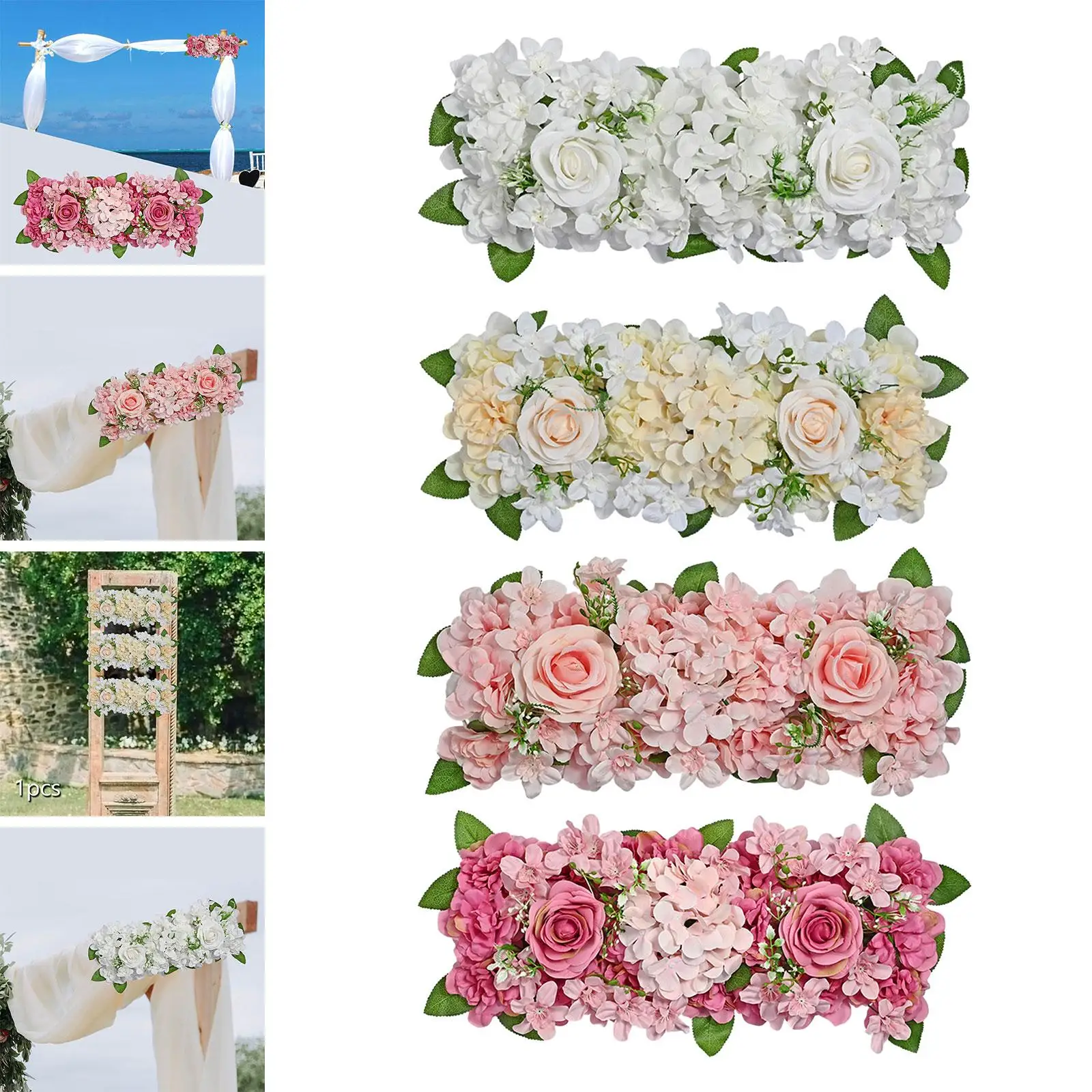 19x7.8inch Artificial Rose Flower Wall Panel Realistic Wall Decoration for Bridal Shower Decor Elegant