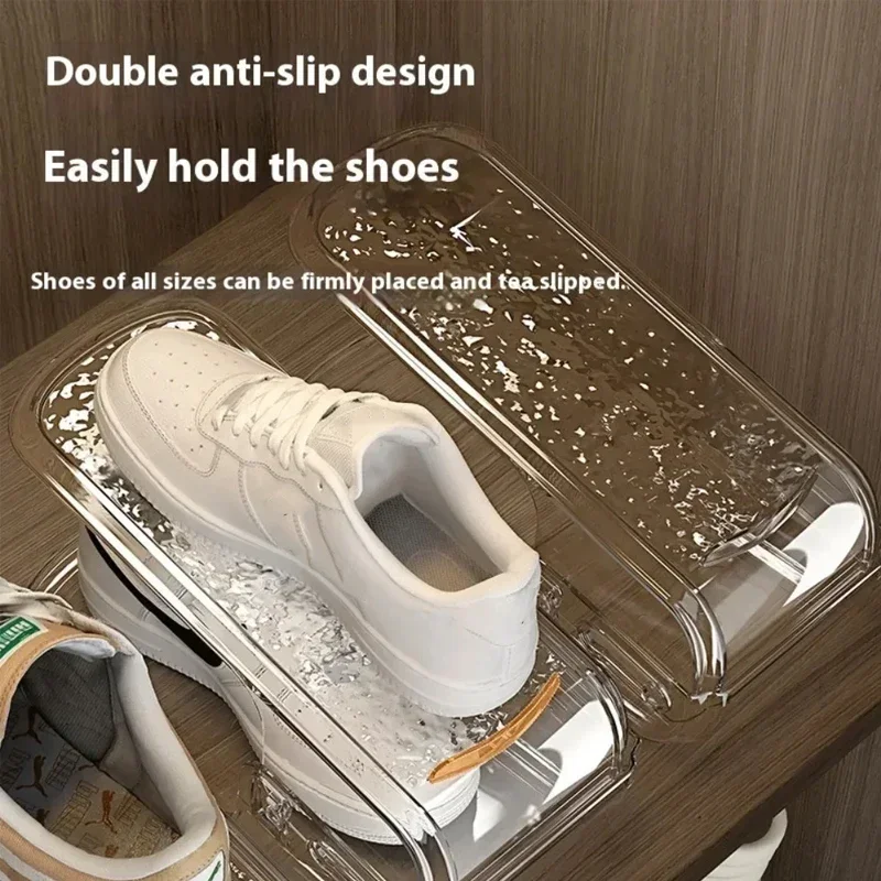 6PCS Adjustable Shoe Organizer Double-layer Footwear Support Slot Space Saving Cabinet Closet Stand Shoes Storage Rack Box H