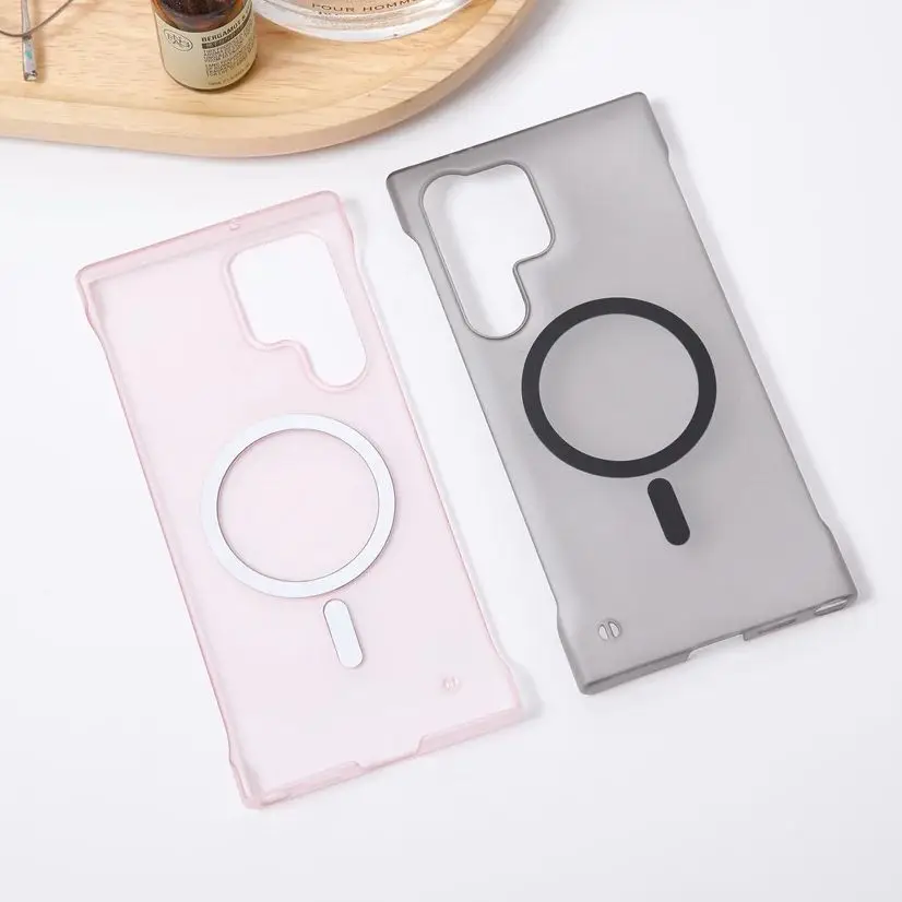 Luxury Slim Matte Clear Frameless Magnetic Case with Wireless Charging Support