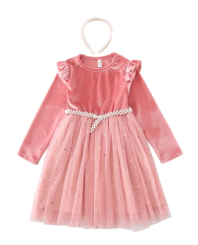 European And American Girls Long-sleeved Foreign-style Party Dress Princess Dress Performance Clothes Children's Clothing Star M - Image 5