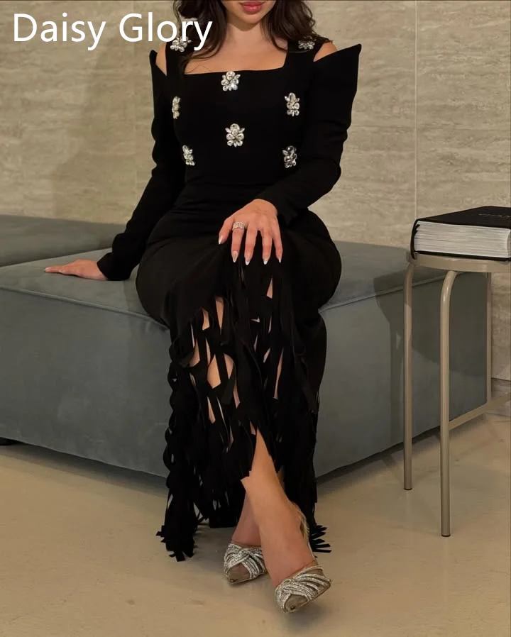 فساتين حفلة موسيقية سوداء جديدة للمرأة الطابق طول...