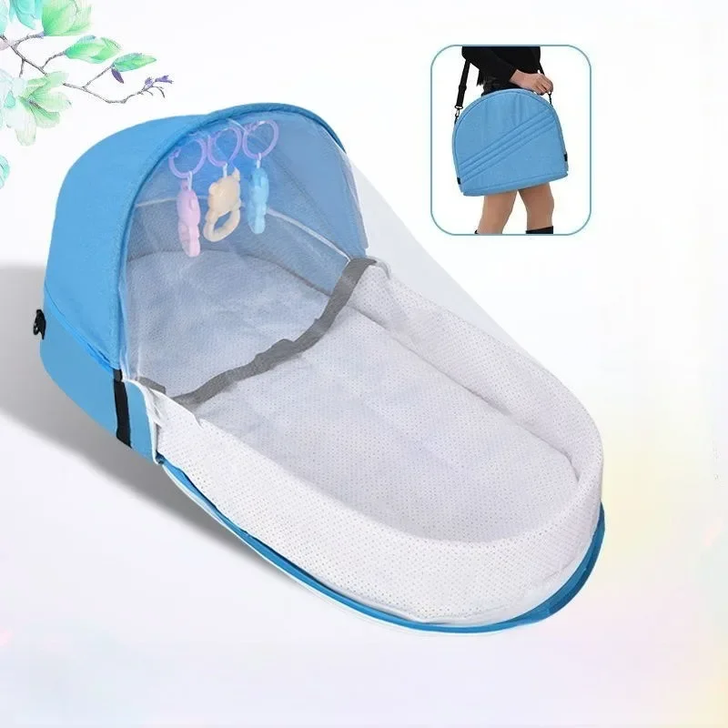 Newborn Baby Isolation Biomimetic Travel Baby Crib Outdoor Convenient Folding Anti Pressure Breathable Baby Crib Middle Bed - 4