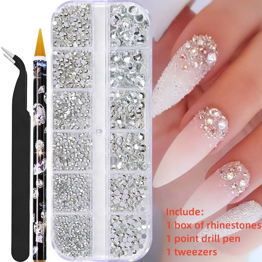 Sparkling Crystal Nail Art Rhinestones Kit with Tools