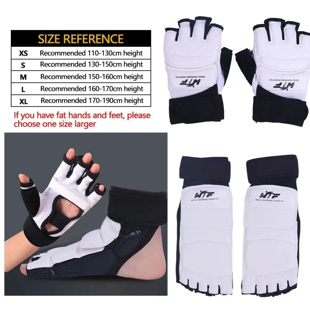 Half Finger Boxing Gloves PU Leather Karate Muay Thai Training Taekwondo Gloves Foot Protector Workout Gloves