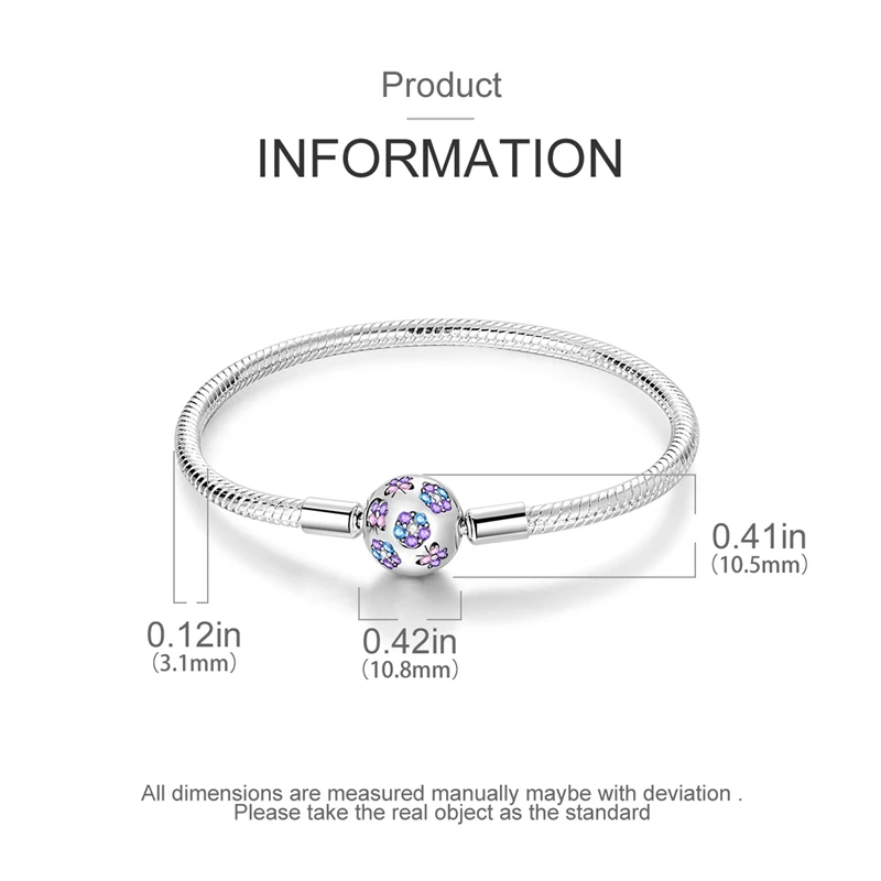 Neue Armbänder aus 925er-Sterlingsilber mit bunten Blumen, Schmetterlingen und Gänseblümchen, mit Sicherheitskette, passend für DIY-Charms, Perlen, feiner Geburtstagsschmuck – Detail 32