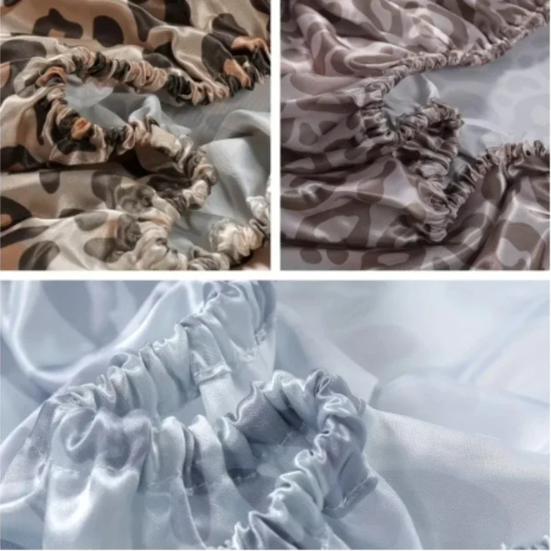3 Piece Luxury Leopard Print Silky Satin Bed Sheet Set - Super Soft and Smooth Home Bedding for A Blissful Sleep Duvet Cover 4