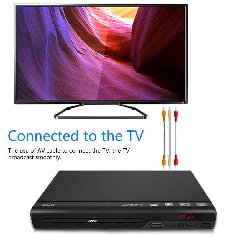 1080P Desktop DVD Media Player for TV Region AV Output USB Disc Players 2200W