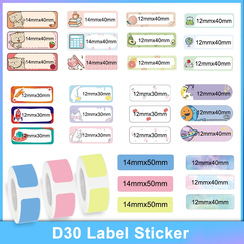 Phomemo D30 Thermal Sticker Tickets Paper D30 Label Printer Self-Adhesive Transparent Square Round Name Labels Paper 3 Rolls/Box sticker paper thermal sticker paper printable sticker paper
