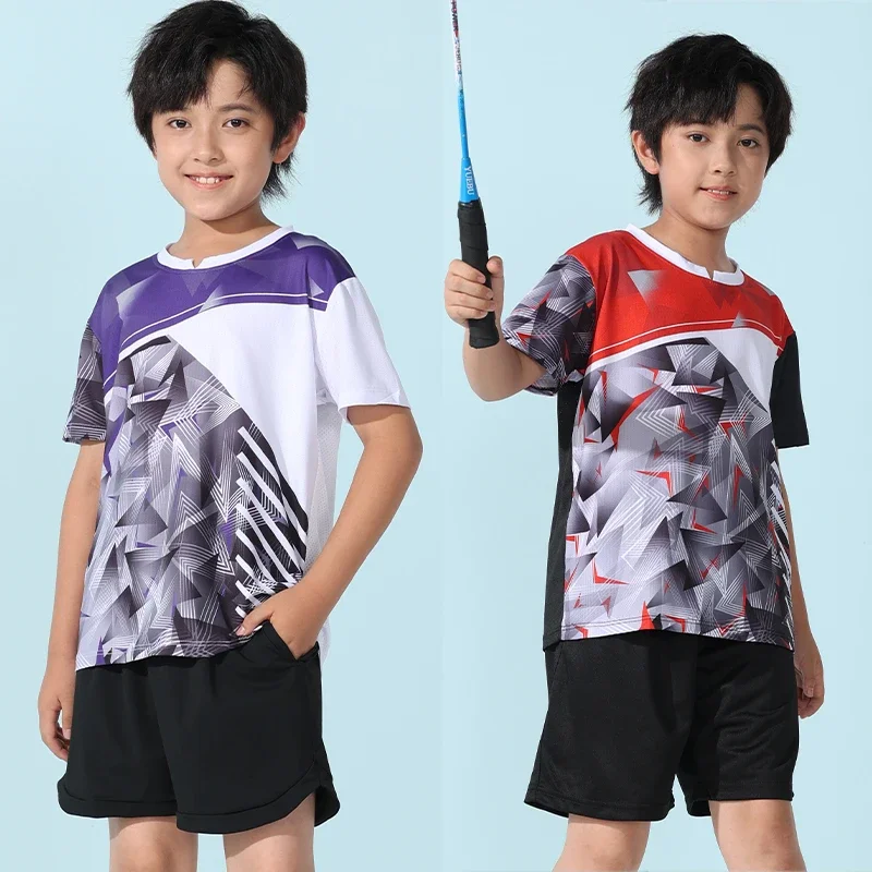 Men's Women's Summer Badminton Shirts Top Printed Quick Dry Breathable Boys Youth Tennis Ping Pong Training Shirt GJ2002