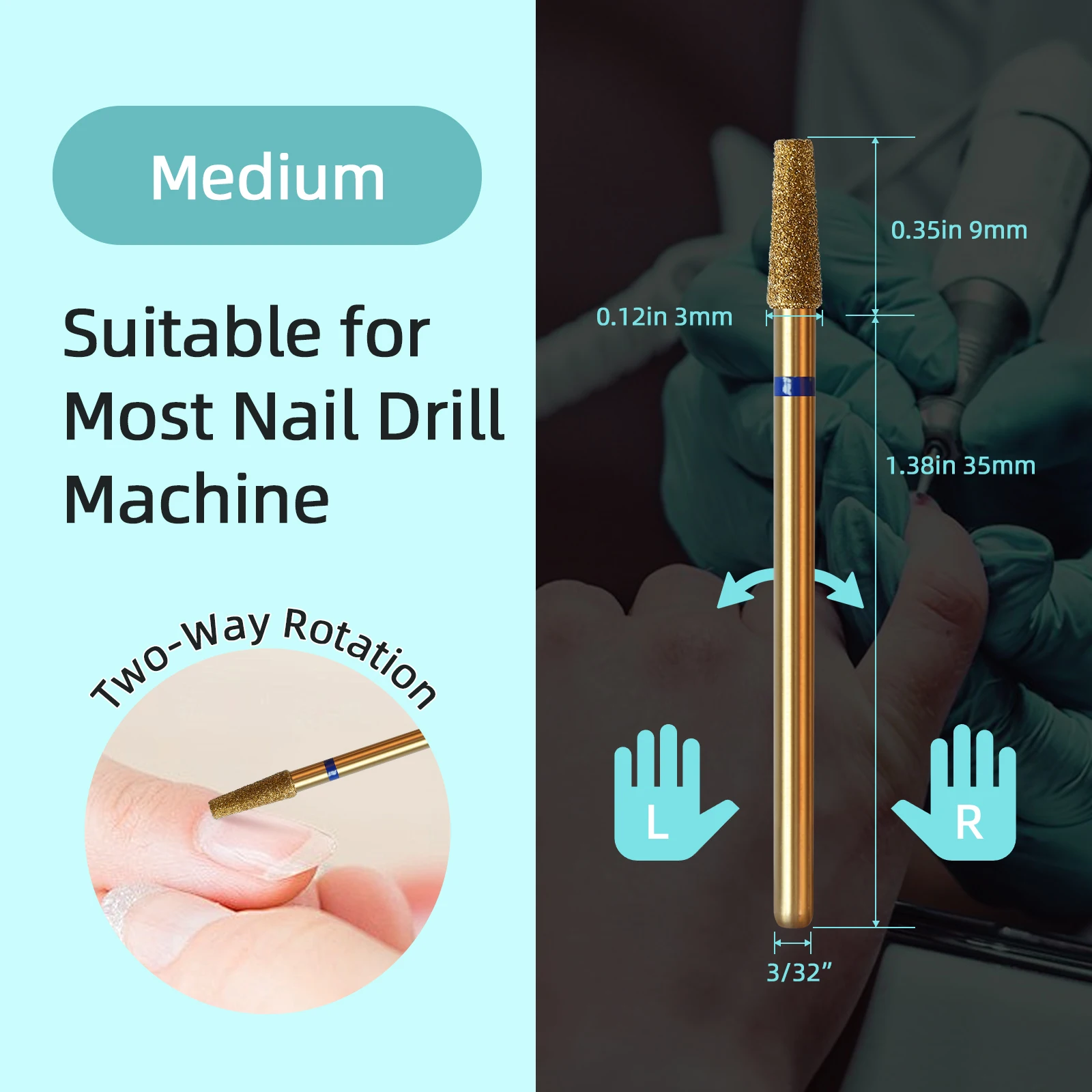 HYTOOS Cuticle Clean Nail Drill Bit Titanium Russian Nail Bits Professional Safety Under Cleaner Cuticle Dead Skin nail drill bit nail art tool manicure tools