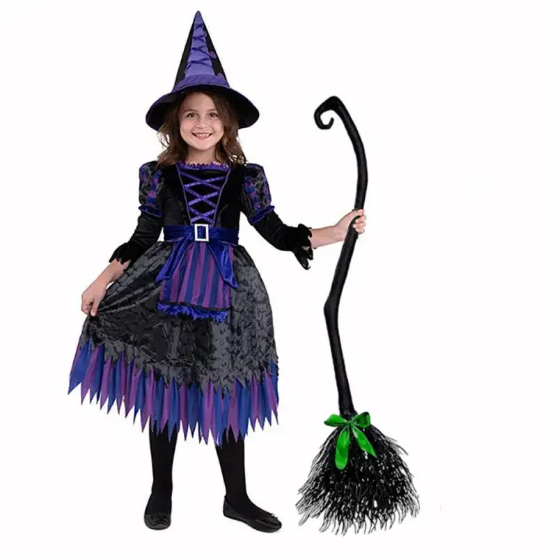 Multicolour Halloween Magic Broom Wacky Witch Brooms With Colorful Ribbon Cosplay Dress Up Halloween Party & Holiday Decorations